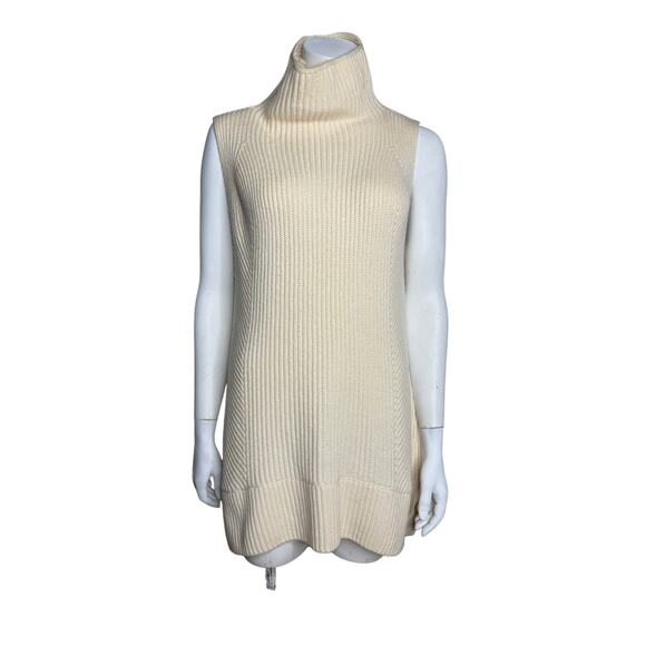 Vince Sweater Women's Large Ribbed Cream Sleeveless Wool Cashmere Blend - Picture 6 of 6